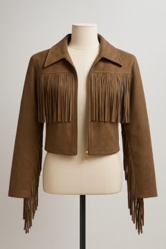 JAKE Veste à franges camel