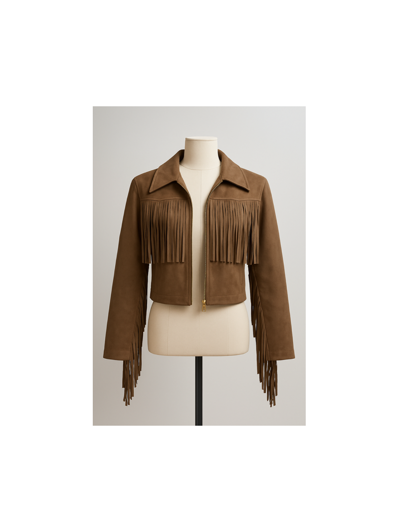 JAKE Veste à franges camel