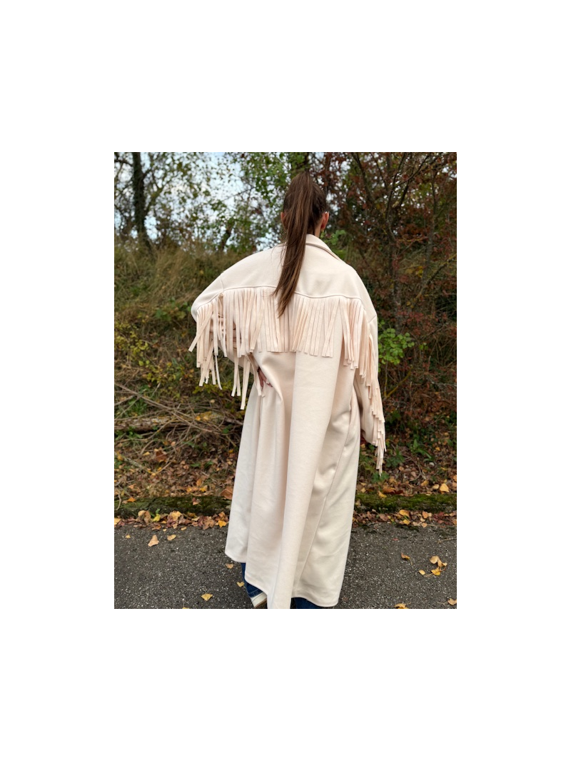 COOPER Manteau à franges écru COOPER Manteau à franges écru