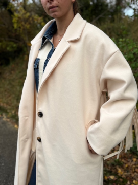 COOPER Manteau à franges écru COOPER Manteau à franges écru