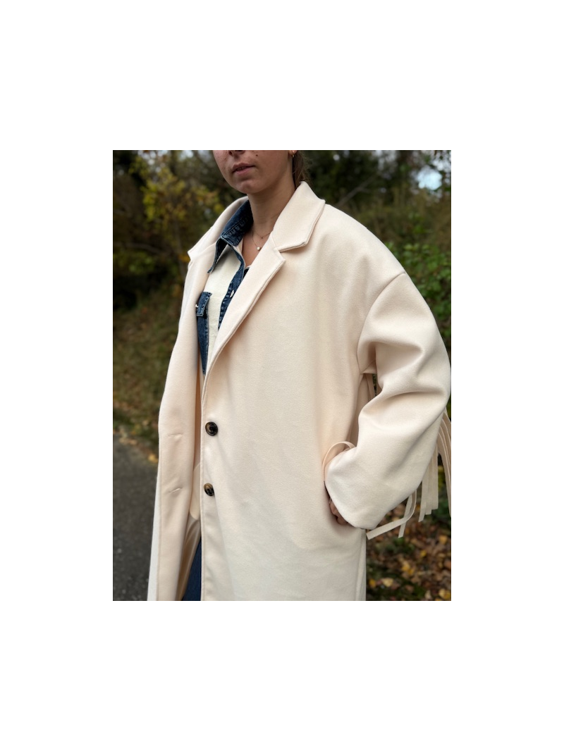 COOPER Manteau à franges écru COOPER Manteau à franges écru