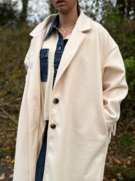 COOPER Manteau à franges écru COOPER Manteau à franges écru