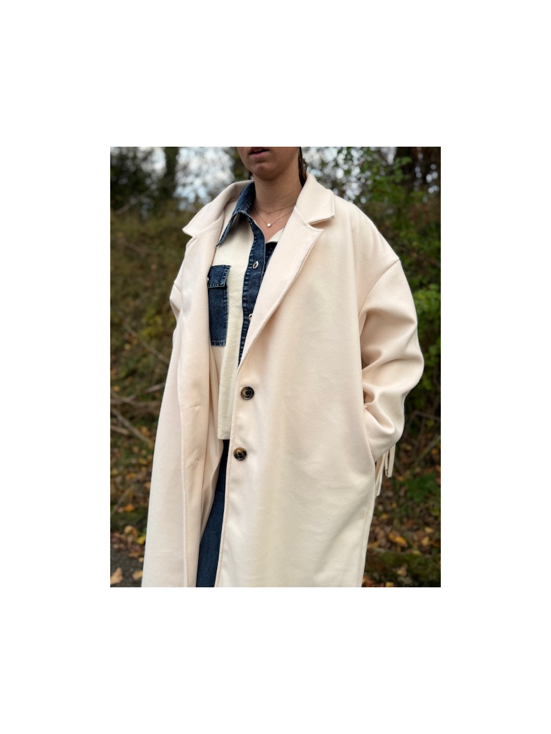 COOPER Manteau à franges écru COOPER Manteau à franges écru