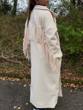 COOPER Manteau à franges écru COOPER Manteau à franges écru