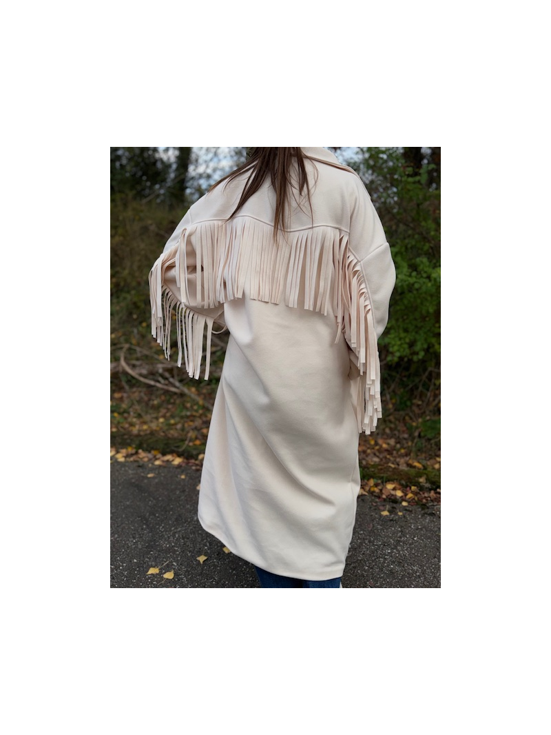 COOPER Manteau à franges écru COOPER Manteau à franges écru