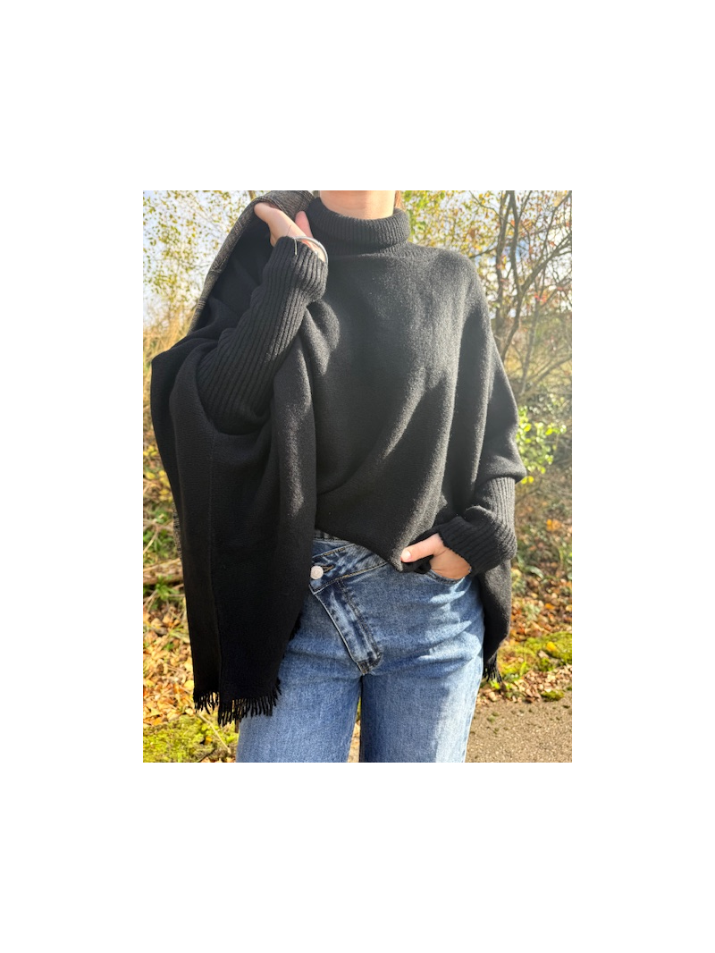 PONCHO Pull col roulé noir PONCHO Pull col roulé noir