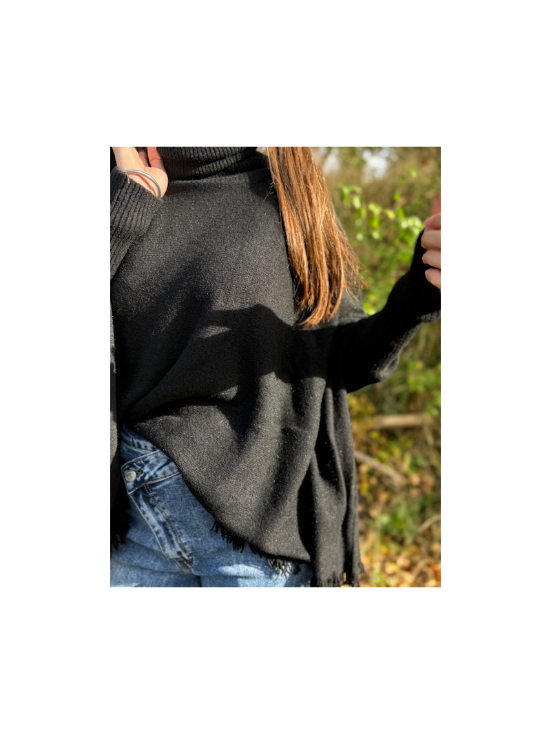 PONCHO Pull col roulé noir PONCHO Pull col roulé noir