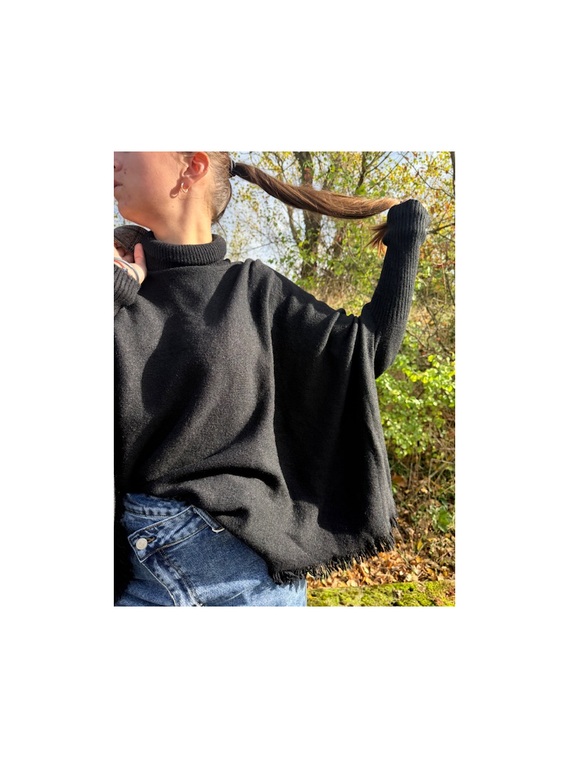 PONCHO Pull col roulé noir PONCHO Pull col roulé noir