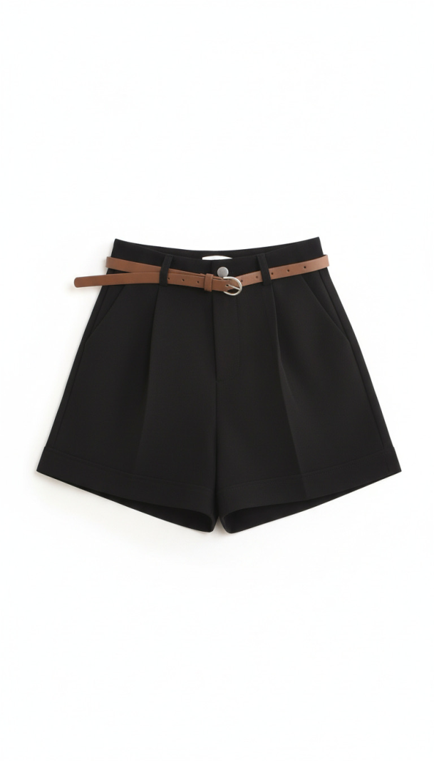 Short Gaspard noir à pinces | Élégant & moderne Short Gaspard noir à pinces | Élégant & moderne