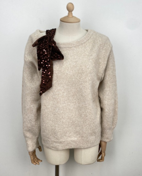 SEQUIN Pull noeud beige