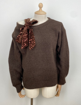 SEQUIN Pull noeud chocolat