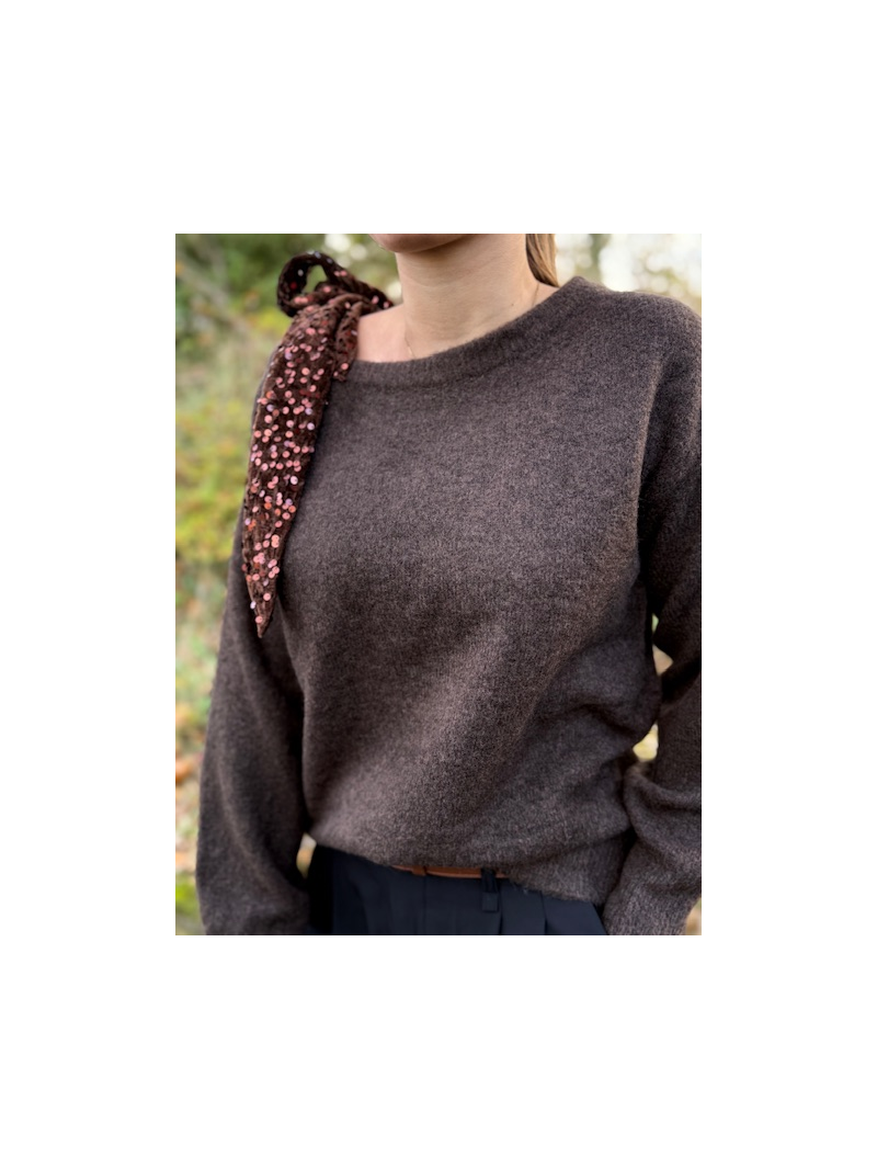SEQUIN Pull noeud chocolat