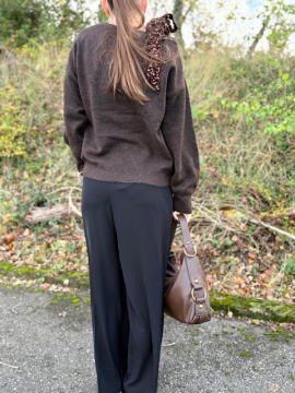 SEQUIN Pull noeud chocolat