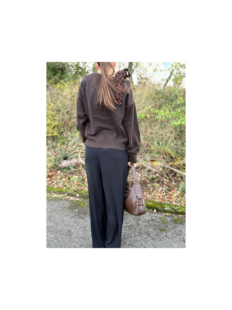 SEQUIN Pull noeud chocolat