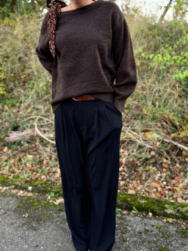 Pantalon noir fluide avec ceinture