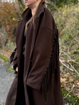 COOPER Manteau à franges chocolat