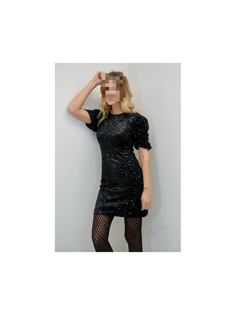 Robe SHINY coupe droite | Manches bouffantes & dos nu