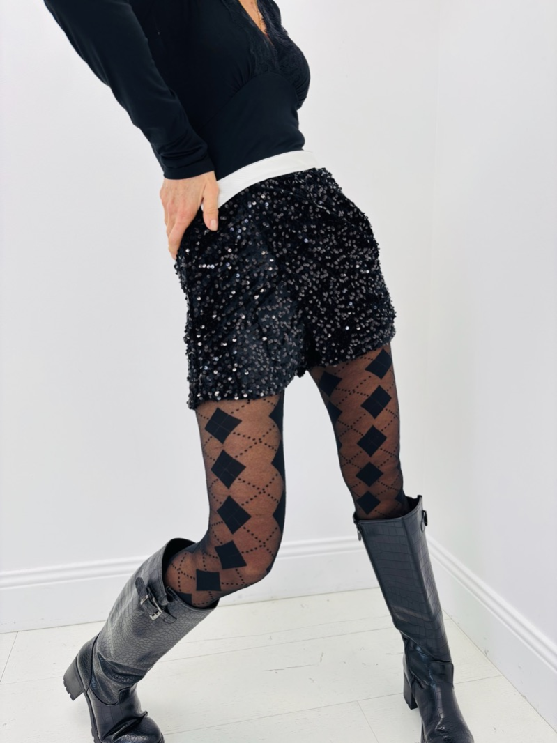 SHORT Jupe paillettes noir