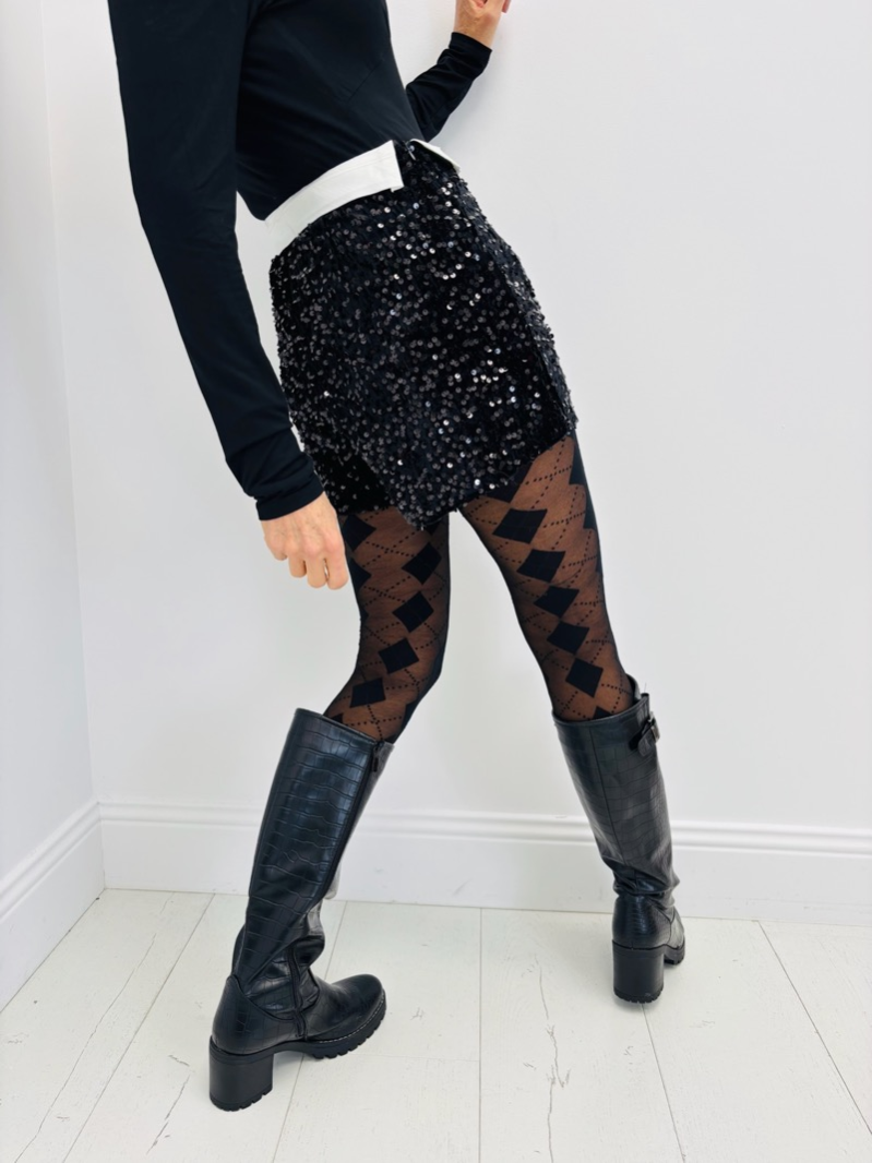 SHORT Jupe paillettes noir