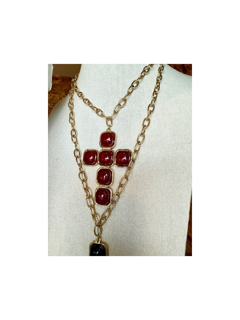 Sautoir 45 cm – Croix en résine chic