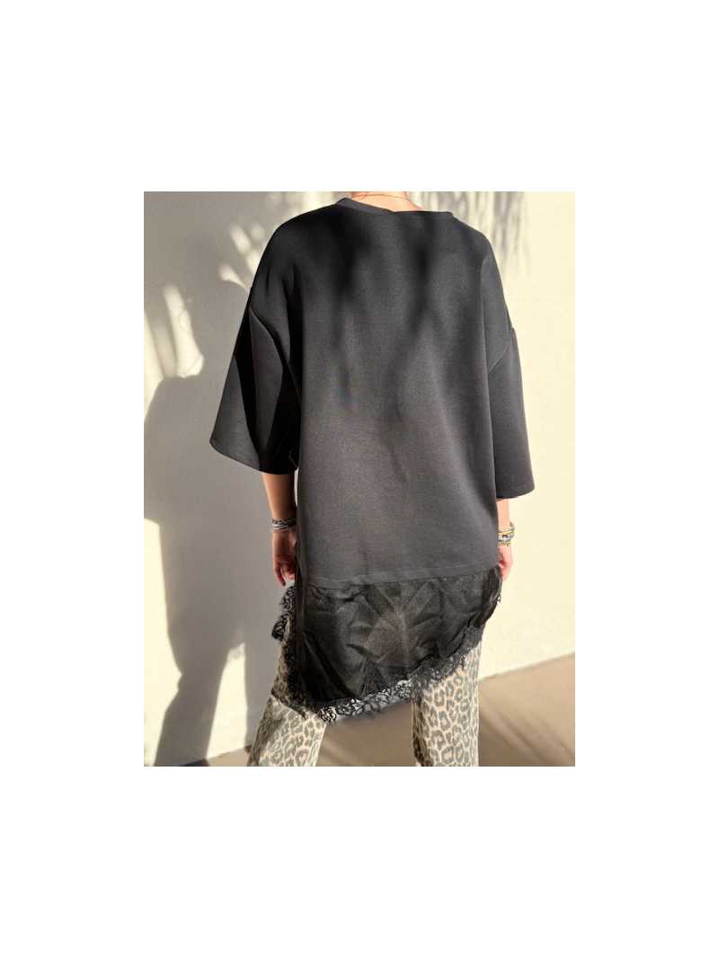 DENTELLE Sweat-shirt noir