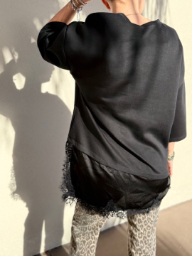 DENTELLE Sweat-shirt noir