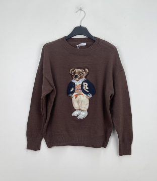 Pull avec ours teddy choco | Sweat doux & tendance