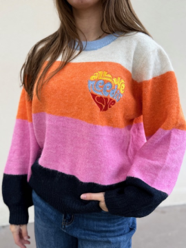 Pull rayé multicolore femme – Maille douce & coupe droite