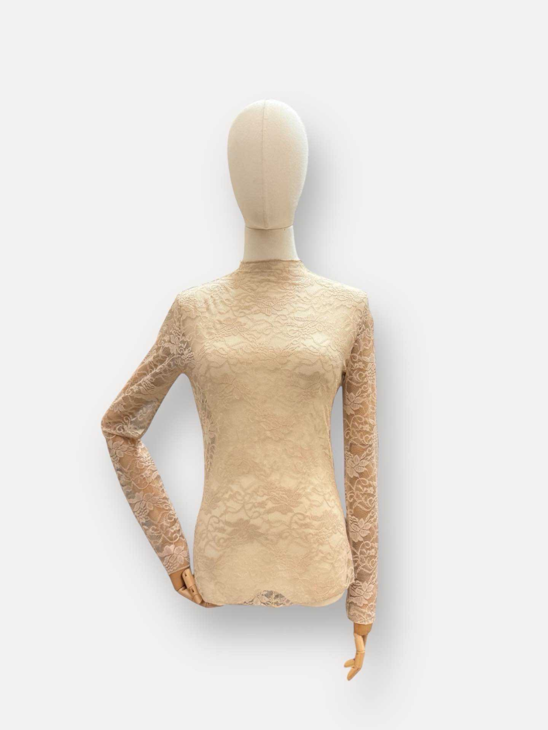 Top nude en dentelle – Taille unique & layering Top nude en dentelle – Taille unique & layering