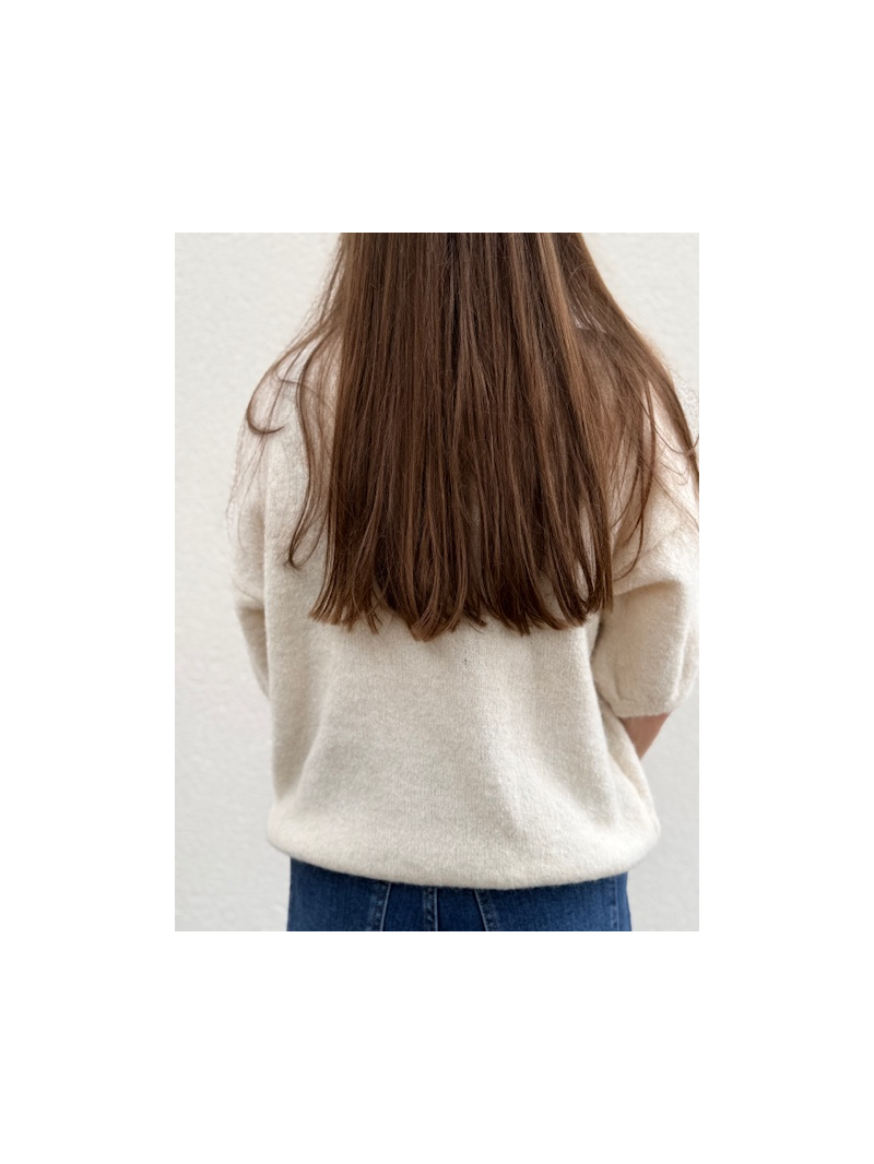 Pull Lucie blanc à manches courtes & col foulard | Sud Access