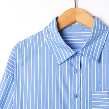 Chemise bleu ciel à rayures – Coupe oversize, poche poitrine | Sud Access