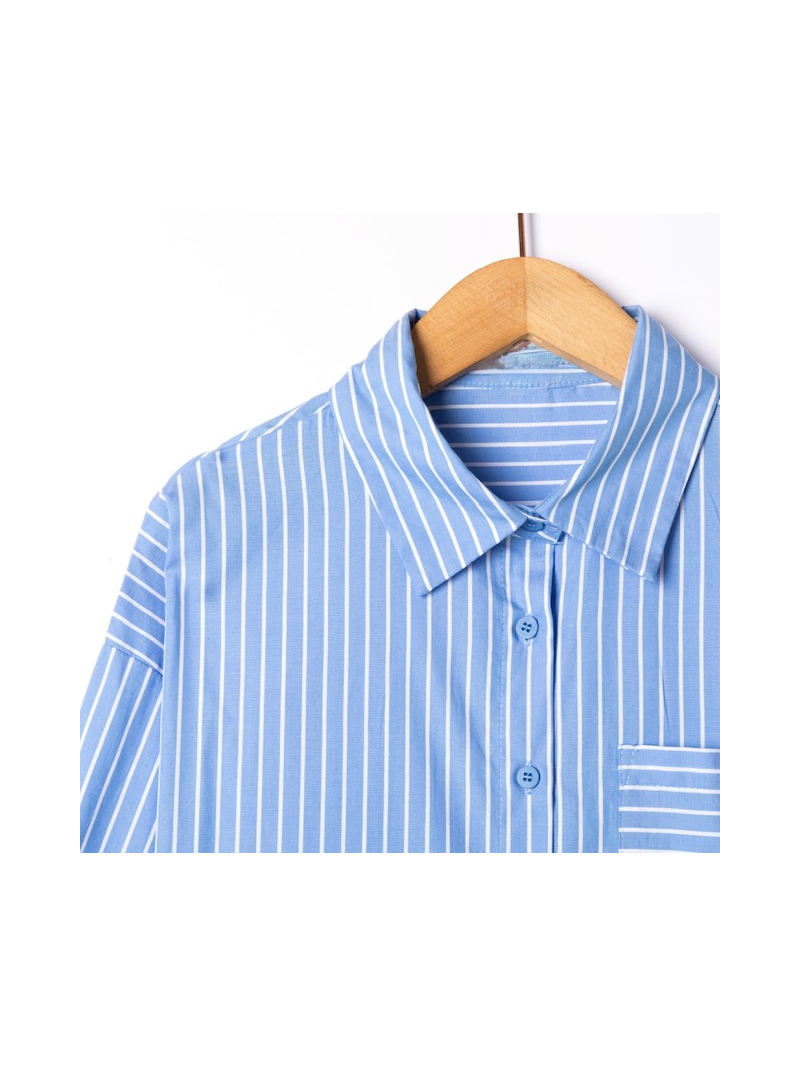 Chemise bleu ciel à rayures – Coupe oversize, poche poitrine | Sud Access