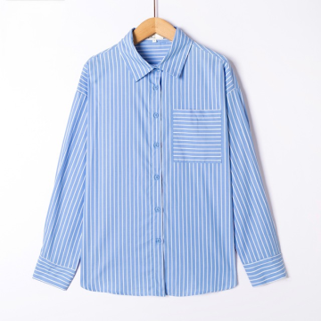 Chemise bleu ciel à rayures – Coupe oversize, poche poitrine | Sud Access