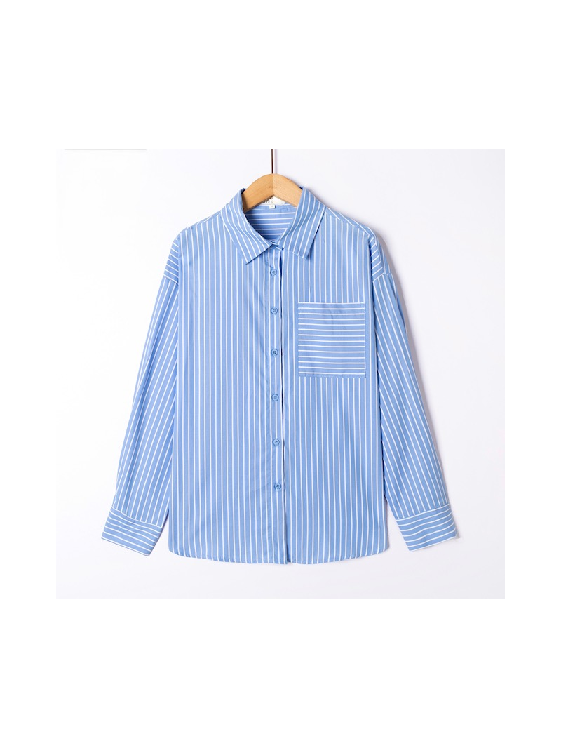 Chemise bleu ciel à rayures – Coupe oversize, poche poitrine | Sud Access