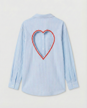 Chemise rayée bleu ciel cœur dos – Coupe oversize tendance | Sud Access