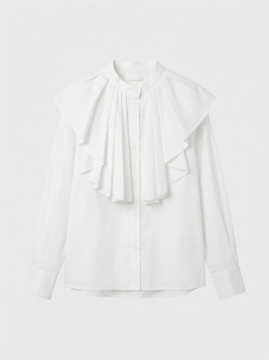 Chemise blanche à volants – Col montant, style chic féminin | Sud Access