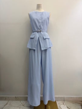 Ensemble ciel chic – Veste ceinturée et pantalon large fluide | Sud Access