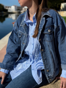 Veste denim CONOR – Cœur LOVE brodé, style oversize Veste denim CONOR – Cœur LOVE brodé, style oversize