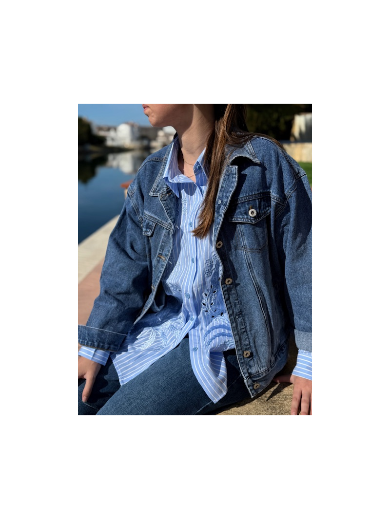 Veste denim CONOR – Cœur LOVE brodé, style oversize Veste denim CONOR – Cœur LOVE brodé, style oversize