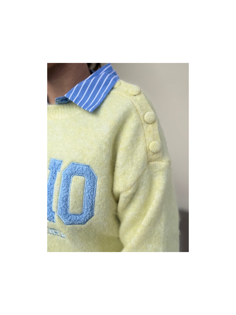 Pull jaune SOHO New York – Maille douce, détails boutons épaule | Sud Access
