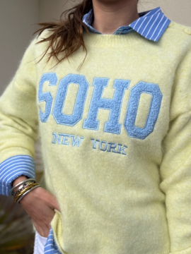 Pull jaune SOHO New York – Maille douce, détails boutons épaule | Sud Access
