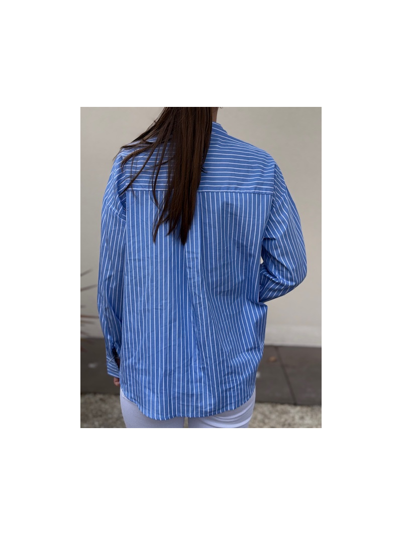 Chemise bleu ciel à rayures – Coupe oversize, poche poitrine | Sud Access