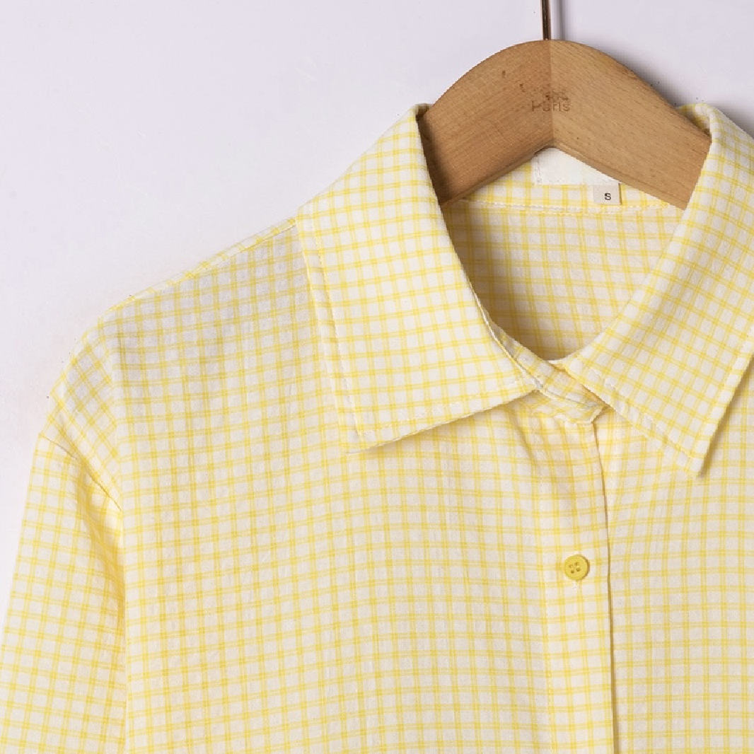 Chemise femme jaune à carreaux – Style frais et lumineux | Sud Access
