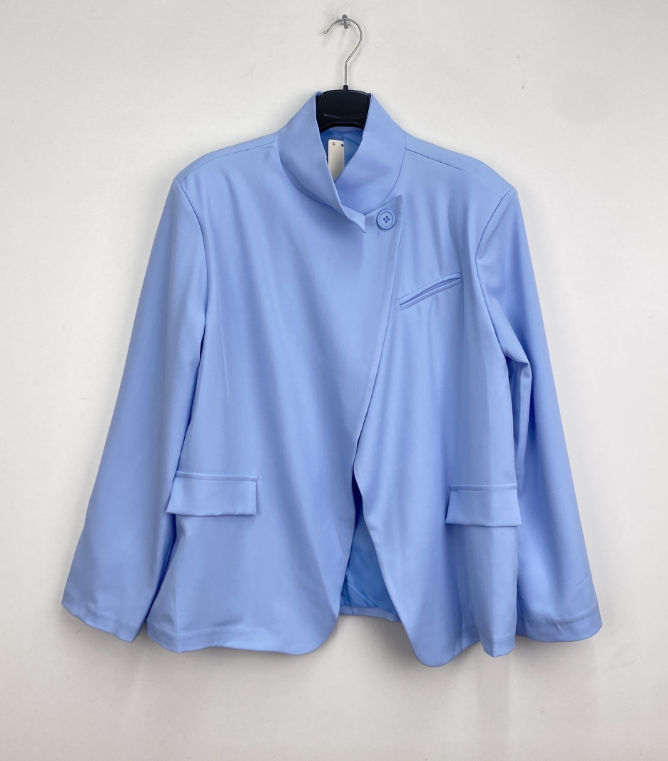 Blazer bleu ciel col Mao femme – Veste élégante asymétrique | Sud Access