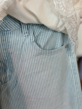 Jean wide leg rayé bleu ciel femme | Sud Access