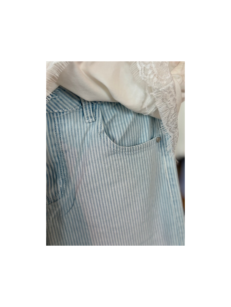 Jean wide leg rayé bleu ciel femme | Sud Access