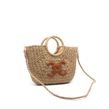 Sac panier rond naturel avec anses – bandoulière tressée | Esprit été chic
