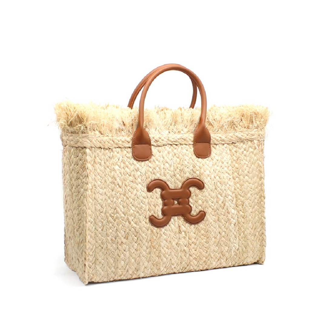 Panier C Camel en paille avec logo camel – sac été femme tendance