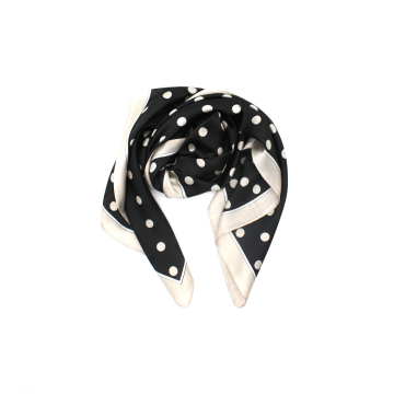Foulard façon soie noir et blanc à pois – carré élégant femme | Sud Access
