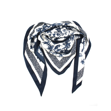 Foulard triangle bleu et blanc imprimé – foulard élégant femme | Sud Access